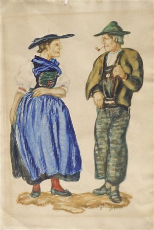 Hugo Atzwanger (Feldkirch 1883 – Bozen/Bolzano 1960) Coppia di contadini...