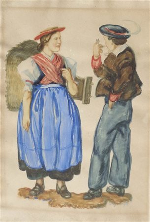 Hugo Atzwanger (Feldkirch 1883 – Bozen/Bolzano 1960) Coppia di contadini...