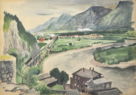 Josef Dobrowsky (Karlsbad 1889 – Tullnerbach 1964) Vista da Rattenberg sulla...