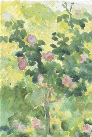 Hans Josef Weber-Tyrol Albero fiorente;Acquerello, 25 x 16,9 cm, in cornice...