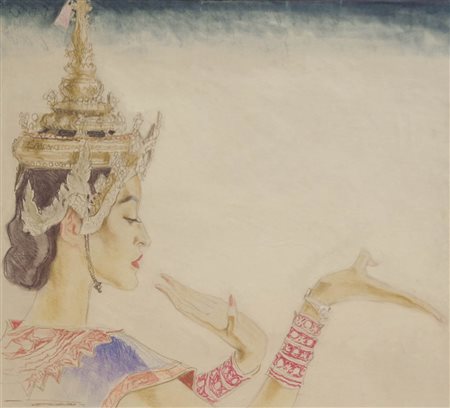 Franz Lenhart Franz Lenhart Danzatrice giapponese;Pastelli colorati su carta,...