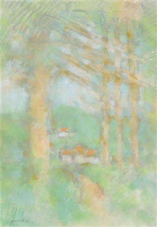 Norbert Drexel (* Hohenems, Vorarlberg 1933) Vista tra gli alberi su un...