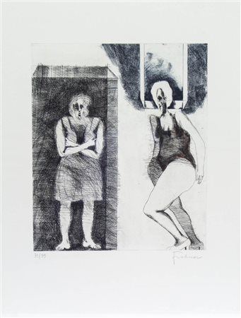 Adolf Frohner (* Wien/Vienna 1934) Senza titolo;Acquaforte, 65 x 49,5 cm...