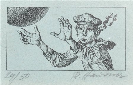 Rudolf Hausner (Wien/Vienna 1914 – Mödling 1995) Ragazzo che gioca a...