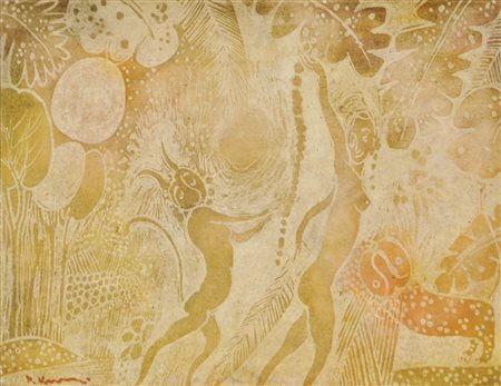 Vladislav Kavan Satiro e fanciulla,;20 x 25,5 cm Firma e data sul retro