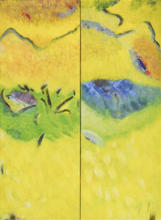 Ilse Abka Prandstetter (* Wien/Vienna 1939) Pascoli di montagna, 1996;Olio su...