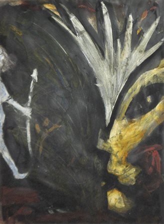 Erwin Bohatsch (* Mürzzuschlag 1951) Profilo giallo;Tecnica mista su carta,...