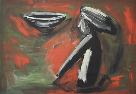 Hubert Schmalix (* Graz 1952) Senza titolo, 1982;Guazzo su carta, 70 x 100 cm...