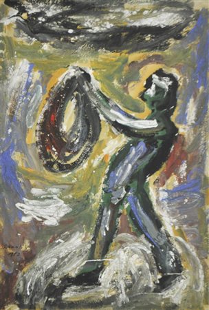 Hubert Schmalix (* Graz 1952) Senza titolo, 1982;Guazzo, 58 x 40 cm Firma e data