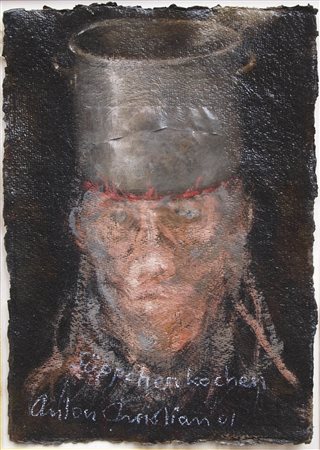 Anton Christian (* Innsbruck 1940) Süppchenkochen, 2001;Olio su carta,...