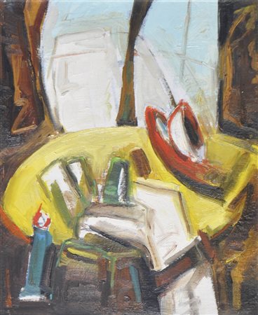 Ivo Rossi Sief (* Innichen/San Candido 1949) Interno, 1983; Olio su cartone,...