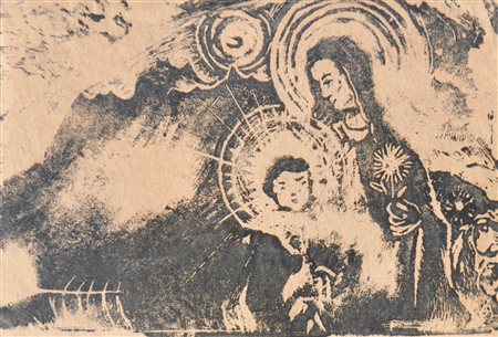 Alphons Schnegg Madonna con bambino, 1924;Xilografia, 10 x 14,5 cm, in...