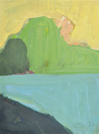 Ivo Rossi Sief (* Innichen/San Candido 1949) Paesaggio lacustre;Tempera su...