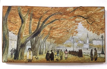 Michele Cascella Merano, 1937;Pittura su ceramica, 35,5 x 65 cm firma e data