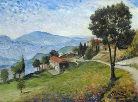 Rutilio Muti (Vicchio di Mugello, 1904 - 1995) Paesaggio Olio su tavola, cm....