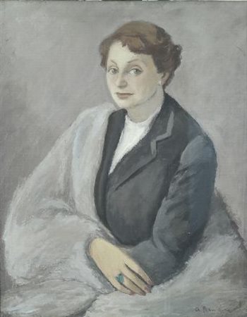 Anna Romano (Firenze, 1912 - Roma, 1994) Ritratto di signora Olio su tela,...