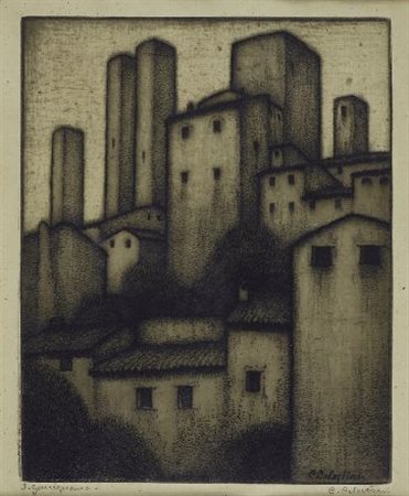 Celestino Celestini (Città di Castello, 1882 - Firenze, 1961) San Gimignano...