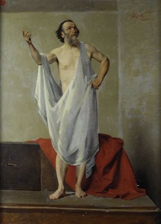 Alcide Segoni (Firenze, 1847 - 1849) Studio di figura Olio su tela, cm....
