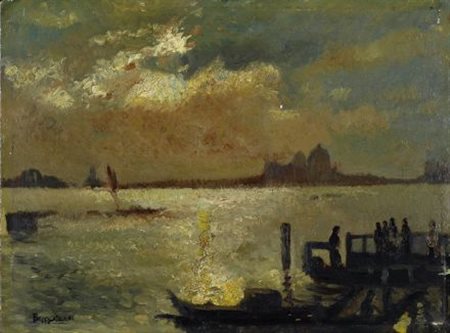 Beppe Ciardi (Venezia, 1875 - Quinto di Treviso, 1932) Laguna Olio su tavola,...