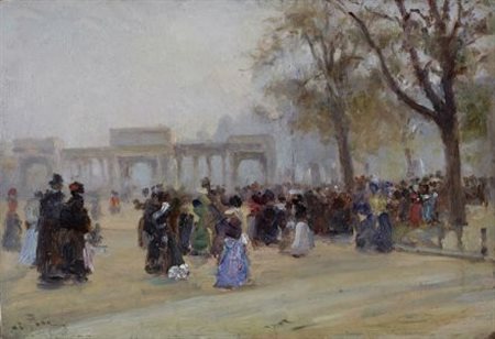 Alberto Pisa (Ferrara, 1864 - Firenze, 1903) Impressione di Londra Olio su...