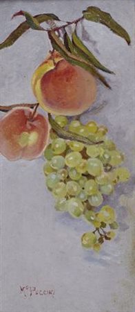 Mario Puccini (Livorno, 1869 - Firenze, 1920) Natura morta Olio su cartone,...