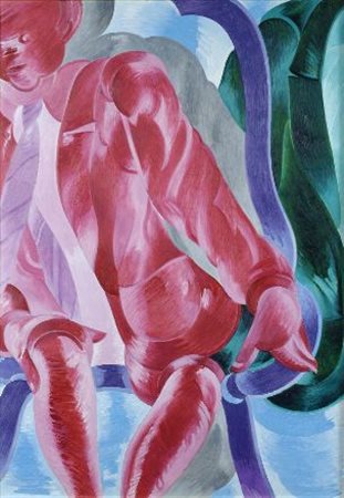 Umberto Buscioni (Pistoia, 1931) Infuocato con giacca verde, 1992 Olio su...