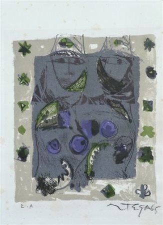 Josè Ortega (Arroba de los Montes, 1921 - 1990) Senza titolo Litografia, mm....