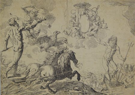 Simone Cantarini (1612 - 1648) QUOS EGO. GIOVE, NETTUNO E PLUTONE FANNO...