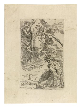 Simone Cantarini (1612 - 1648) ALLEGORIA DEL FIUME FOGLIA E STEMMA DELLA...