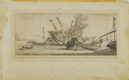 Stefano Della Bella (1610 - 1664) BATTAGLIA NAVALE. DA DIVERSI DISEGNI TANTO...