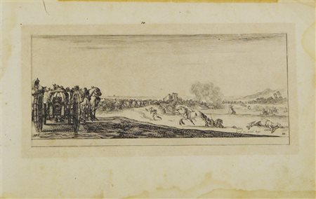 Stefano Della Bella (1610 - 1664) CAMPO DI BATTAGLIA CON CANNONE. DA DIVERSI...