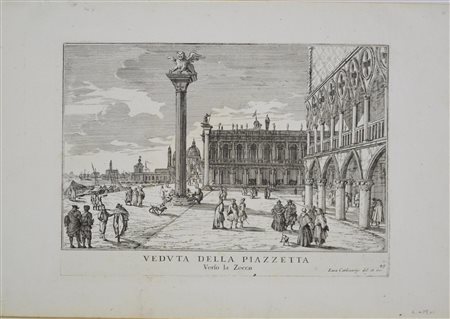 Luca Carlevarijs (1663 - 1730) VEDUTA DELLA PIAZZETTA VERSO LA ZECCA DA LE...