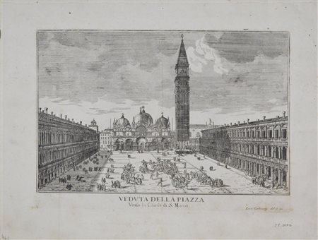 Luca Carlevarijs (1663 - 1730) VEDUTA DELLA PIAZZA VERSO LA CHIESA DI SAN...