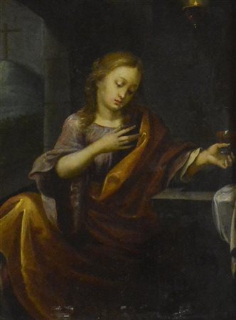 Scuola dell'Italia Centrale del XVI secolo MARIA MADDALENA olio su rame, cm...