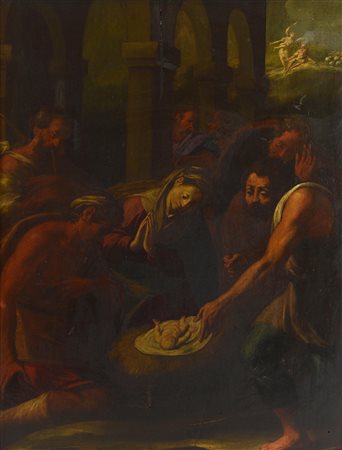 Scuola Emiliana della fine dl XVI secolo ADORAZIONE DEI PASTORI olio su...
