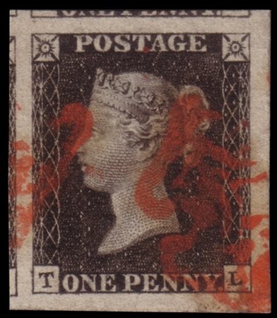 GREAT BRITAIN 1840
1d. black "Penny black", plate 7, corner sheet (T-L). Stunni