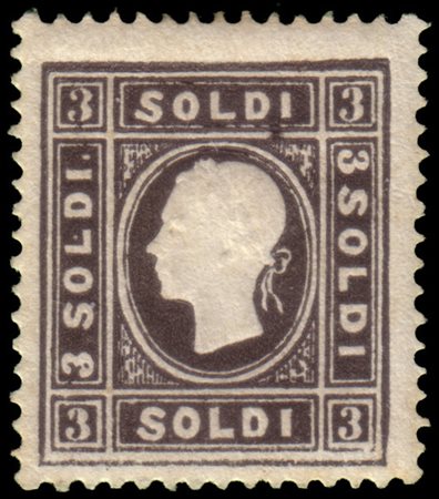 LOMBARDO-VENETO 1858
3s. nero, I tipo

Provenienza
Collezione "Nimue"


Cert. G