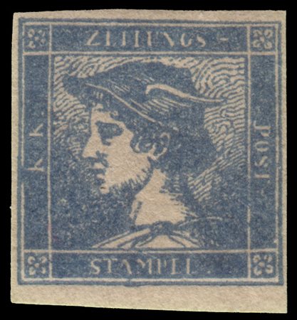 LOMBARDO-VENETO 1851
Giornali "Mercurio". (3c.) azzurro grigio, I tipo

Proveni
