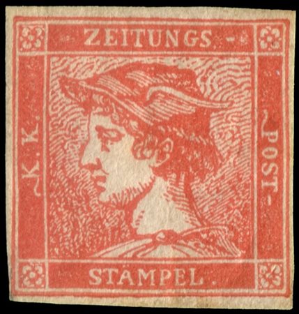 LOMBARDO-VENETO/AUSTRIA 1856
Giornali "Mercurio". (30c.) rosso vermiglio. III t