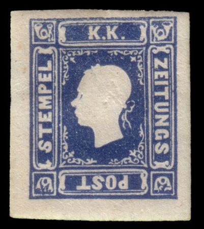 LOMBARDO-VENETO 1858
Giornali. (1,05s.) azzurro, I tipo

Provenienza
Collezione