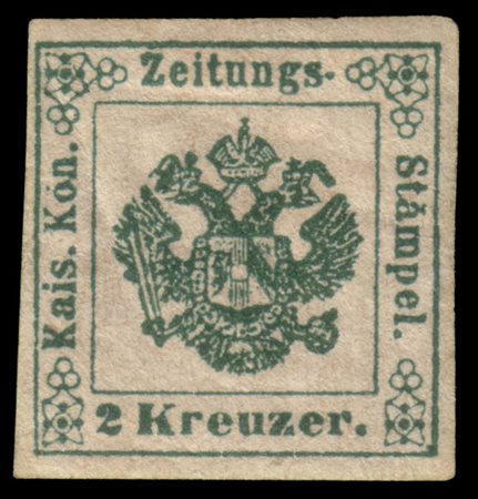 LOMBARDO-VENETO 1853
Segnatasse giornali. 2kr. verde scuro, II sottotipo

Prove