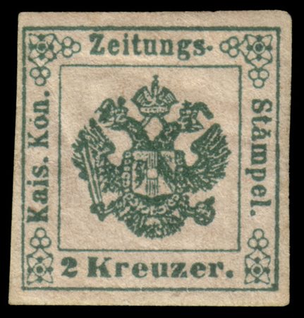 LOMBARDO-VENETO 1853
Segnatasse giornali. 2kr. verde scuro, II sottotipo

Prove