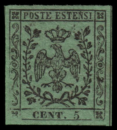 MODENA 1852
5c. verde, senza punto dopo le cifre

Provenienza
Collezione "Nimue