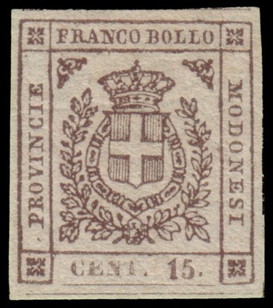 MODENA 1859
Governo Provvisorio.
15c. bruno

Provenienza
Collezione "Nimue"


C