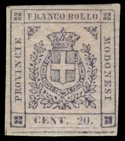 MODENA 1859
Governo Provvisorio.
20c. violetto scuro

Provenienza
Collezione "N