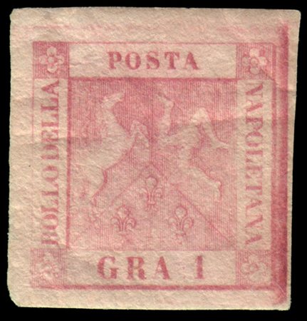 NAPOLI 1858
1gr. rosa lillaceo, I tavola

Provenienza
Collezione "Nimue"


Cert