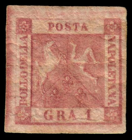 NAPOLI 1858
1gr. carminio, II tavola

Provenienza
Collezione "Nimue"


Cert. G.