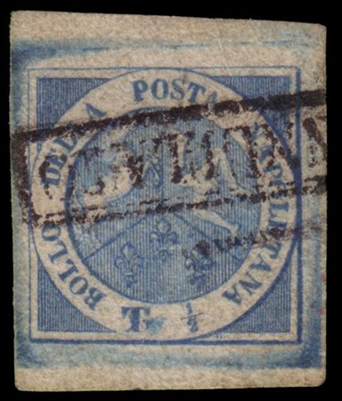 NAPOLI 1860
Dittatura.
½t. azzurro "Trinacria"
Esemplare con margini eccezional