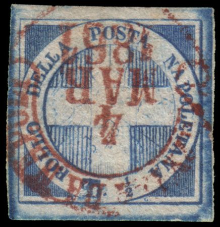 NAPOLI 1860 (4 mar.)
Luogotenenza.
½t. azzurro "Croce di Savoia", posizione 98