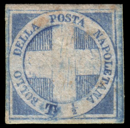 NAPOLI 1860
Luogotenenza.
½t. azzurro "Croce di Savoia"

Provenienza
Collezione
